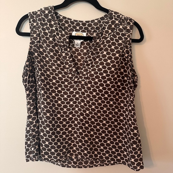 Talbots Tops - Talbots Brown and White Polka Dot, pure Silk Blouse